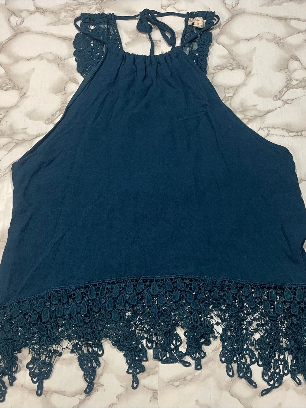 Wishlist Lace Detail Tank Top in Blue